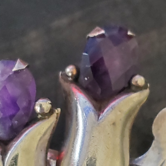 Rare Collectors Valentin Vidaurreta Early Taxco Amethyst Flower Brooch - Picture 7 of 11